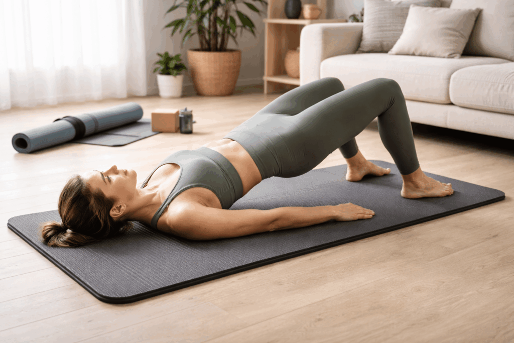 una persona utilizando su esterilla de pilates